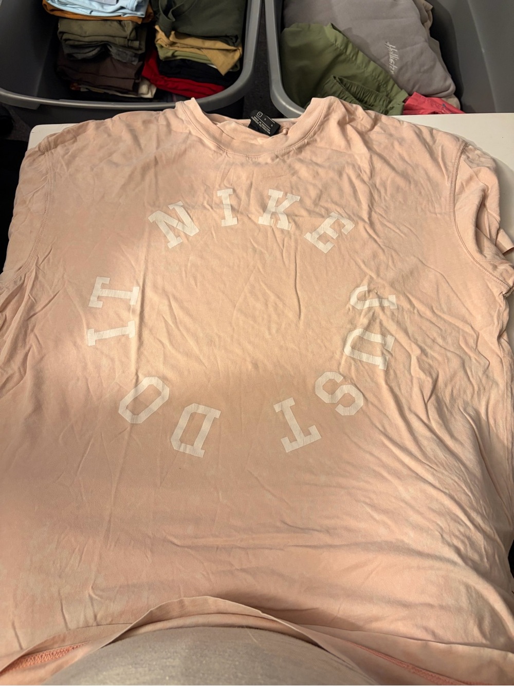 Nike Pale Pink Crewneck Tee with White Logo